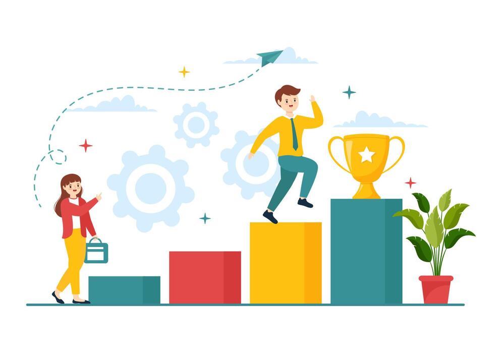 ambition-illustration-with-entrepreneur-climbing-the-ladder-to-success-and-career-development-in-flat-cartoon-business-plan-hand-drawing-template-vector